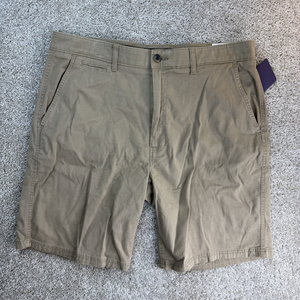 St. John's Bay Chino Shorts Mens 40 Brown Comfort Stretch Casual Pockets Summer
